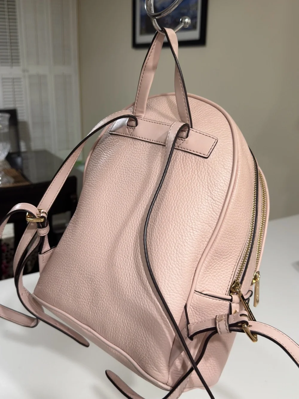 Michael Kors ADINA Women Leather PowderBlush Backpack, School Travel Bag 11x10x5